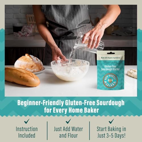 MY RUSTIC ROOTS Gluten Free Sourdough Starter Culture – All Natural & Organic Sourdough Bread Starter - Beginner Friendly - Perfect for Baking Delicious Homemade Artisan Bread, Pizza & More - 12g