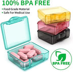 Small Pill Box 8 pcs,Cute Travel Pill Organizer Case Mini Tiny Clear Plastic Storage Containers Portable for Pocket Purse
