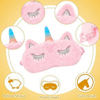 3 Pieces Sleep Mask for Kids, Girls Plush Sleeping Eye Cover Soft Eye Blindfold Cover Animal Shade for Kids(Pink,Bunny, Cat and Unicorn Style)