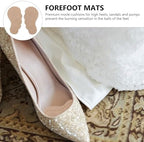 MAGICLULU 2 Pairs Beige High Heel Pads Non-Slip Forefoot Mats Skid-Resistance Shoe Cushions Absorb Sweat Half Sole Inserts for Summer Front Sole Protection