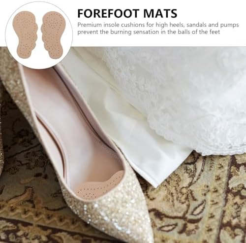 MAGICLULU 2 Pairs Beige High Heel Pads Non-Slip Forefoot Mats Skid-Resistance Shoe Cushions Absorb Sweat Half Sole Inserts for Summer Front Sole Protection