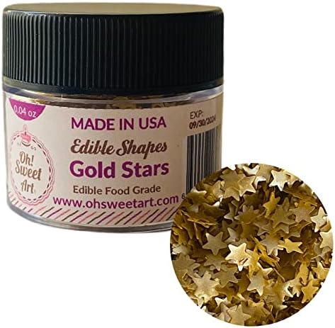 OH! SWEET ART EDIBLE GLITTER GOLD STARS 0.04 Ounce Oz. Use to cakes, cupcakes, flakes, cookies