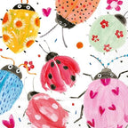 IHR Ideal Home Range Cocktail Napkins Disposable 3-Ply Paper Party Napkin Pack, 5" x 5", Joyful Ladybugs, 20-Count