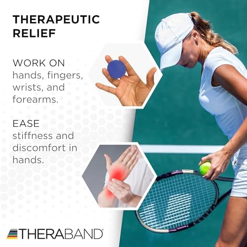 THERABAND Hand Exerciser Ball, X-Large Blue, Firm Resistance for Grip Strengthening, Finger & Hand Therapy, Squeeze Ball for Rehab, Wrist & Forearm Exercise, Latex-Free, Textured Surface