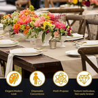 Roshtia 50 Pack Dinner Napkins Disposable Linen Feel Dinner Napkins with Built-in Flatware Pocket Gold Trim Lined Pre Folded Paper for Wedding Party (White,Gold)