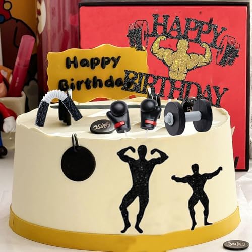Knana 5Pcs Fitness Cake Topper Boxing Cake Toppers Gym Cake Topper Fitness Themed Cake Decorations