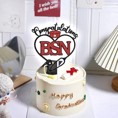 Congratulations BSN Cake Topper, Congrats Nurse, Bachelor of Science Nursing, Class of 2025 Nursing School Survivor Graduation Party Decoration Supplies