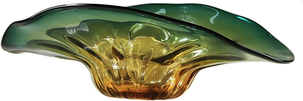 Fruit Bowls Glass Fruit Bowl Modern Art Large-capacity Fruit Plate Home Living Room Dining Table Transparent Fruit Dish Green Fan-shaped Candy Plate Decorative Fruit Basket