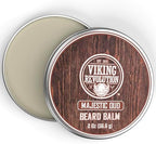 Viking Revolution Majestic Oud Beard Balm - Argan & Jojoba Beard Butter, Softener & Moisturizer with Beeswax - Wax for Men (2oz, 1 Pack)