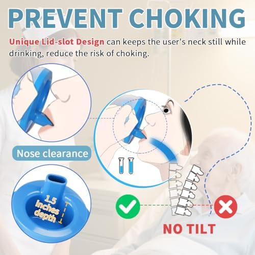 Dysphagia Cup for Adults with 5cc, 10cc & 15cc Flow Control - Choke Proof Drinking Cup with Dual Handles for Elderly, Stroke, Dementia & Parkinson (Blue(Blue & Transparent), Pack of 2 PCS)