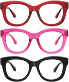 JiSoo Oversized Reading Glasses for Women Men, Stylish Designer Readers Women with Large Frame