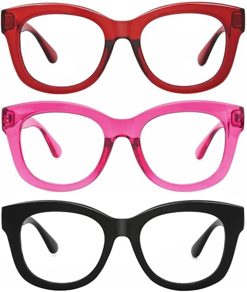 JiSoo Oversized Reading Glasses for Women Men, Stylish Designer Readers Women with Large Frame