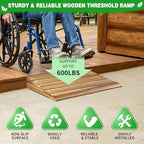 Wooden Threshold Ramp for Home Steps, 8" Rise Doorway Ramp with Non-Slip Grooves, Door Ramp for Wheelchair/Walker/Cart/Scooter, (31.4 W*8.0" H, Solid Pine Wood, 600LBS Capacity)