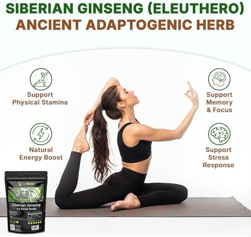 Go Nutra Siberian Ginseng - Eleuthero Root Powder | 4:1 Extract 4X Times Stronger | Supports Energy & Stamina | Natural & Adaptogenic | Eleutherococcus Senticosus | Non-GMO | 1lb (16 Ounce)