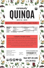 CEREAUSLY Organic Red Quinoa – Premium Royal Quinoa from Bolivia – Kosher and Non-GMO Quinoa Bulk – Vegan and Gluten-Fee Cooking Quinoa – 25 LB