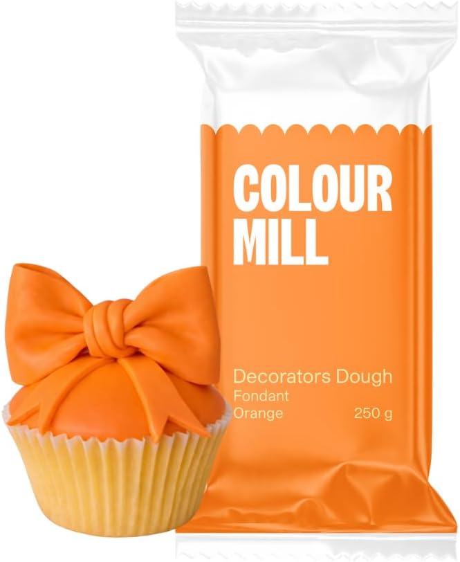 Colour Mill Decorators Dough Edible Cake Covering | Easy-to-Roll, Easy-to-Drape Fondant | Vanilla-Flavored Sugarpaste - 8.8 Ounce Orange