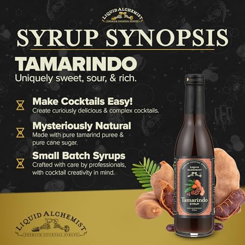 Liquid Alchemist Tamarind Syrup for Cocktails - Real Ingredients Make our Tamarindo Syrup the Perfect Spicy Margarita Mix - Made with Fresh Tamarind Puree & All Natural Tamarind Concentrate (12.7 oz)