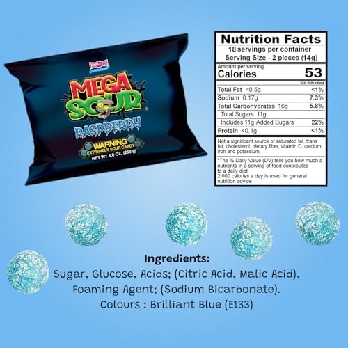Barnetts Mega Sour Raspberry 250g Sour Candy UK Fizz Balls - Handcrafted in Britain