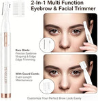 Upgraded Eyebrow Trimmer, Precision Electric Razor for Women Men, Battery Operated Painless Facial Hair Remover with Adjustable Comb & Washable Blade (Face, Upper Lip, Chin, Neck)