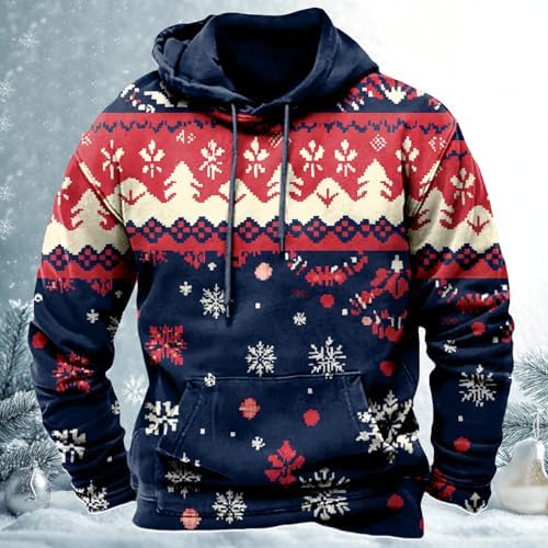 MARSVOVO Hoodies For Men Aztec Cowboy Western Vintage Ethnic Print Hooded Sweatshirt Fashion Graphic Fall Pullover