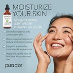 PURA D'OR 4 Oz Organic Vitamin E Oil 70,000 IU, USDA Certified Face, Body, Hair & Bath Oil with Argan, Jojoba, Rosehip, Apricot, Almond & Avocado, Lightweight Moisturizing Blend for Soft, Smooth Skin