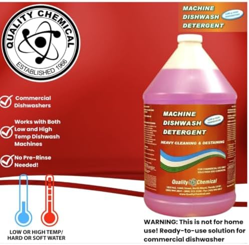 Quality Chemical Heavy Duty Liquid Alkaline Commercial Dishwasher Detergent (1 Gallon) - Rinse All/Commercial Industrial Grade Rinse Aid/Dishwasher Rinse Aid, heat and cool dry Finish (1 Gallon)