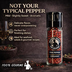 100% Gourmet Pink Peppercorns Grinder, Brazilian Whole Pink Peppercorns, Premium Glass Grinder, Fresh Gourmet Peppercorns, Non-GMO