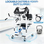 Patient Lift Transfer Chair for Home, 180° Split Seat Commode Wheelchair, Strap Can Be Lifted & Secured, 440lb Capacity Patient Transfer Chair for Elderly, Home Transfer Chairs for Seniors Handicapped