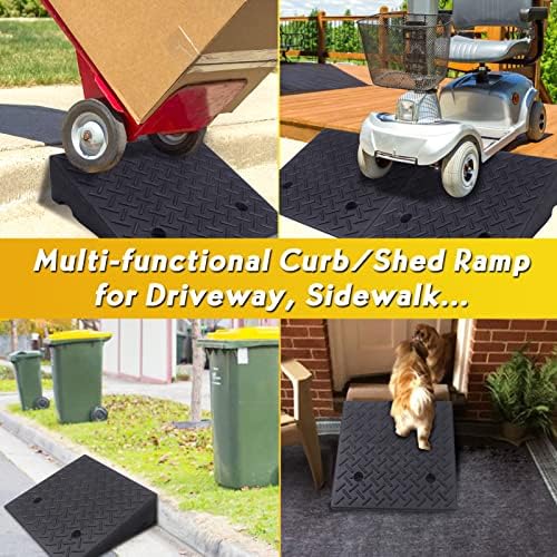 Driveway Curb Ramps - Portable Heavy Duty Rubber Shed & Threshold Ramps for Sidewalk Lawn Mower Cars Wheelchairs Pet Mobility (19.7 x 19.7 x 6 Inch - 2 PCS)