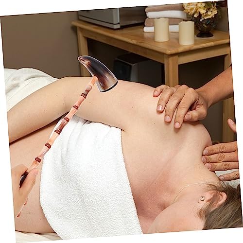 Hand Held Back Massager Stick Ox Horn Scratcher Tool for Body Relaxation