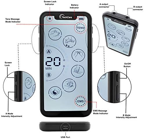 TENS Unit Muscle Stimulator – 24 Massage Modes, Touchscreen EMS Device, Dual Channel, Rechargeable, Deep Tissue Pain Relief for Back, Shoulder, Sciatica, Tendonitis, Plantar Fasciitis,8 Electrodes