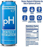 Perfect Hydration 9.5+ ph Alkaline Water, 9x Purified, Electrolyte Minerals for Taste, Made in the USA, 16.9 oz Recyclable Aluminum Cans, Pack of 24