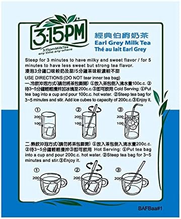3:15pm Milk Tea - Classic Series - Authentic Bubble Tea (10 teabags) (Earl Grey Milk, 10)