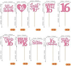 Rsstarxi 30Pack Happy Sweet 16th Birthday Cupcake Toppers Happy Sixteen Bruh I'm 16 Cupcake Picks Cheers to Sweet 16 Decorations for 16th Birthday Anniversary Party Cake Decorations Pink