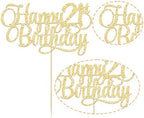 1 Pack Happy 21st Birthday Cake Topper Glitter Number 21 Twenty One Years Old Birthday Cake Pick Decoration for Celebrating 21st Birthday Anniversary Party Supplies Gold