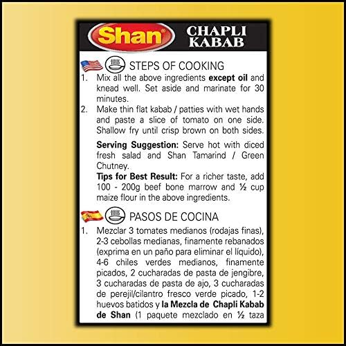 Shan Shami Kabab Recipe and Seasoning Mix 1.76 oz (50g) - Spice Powder for Traditional Meat & Lentil Patties - Suitable for Vegetarians - Airtight Bag in a Box (Pack of 3)
