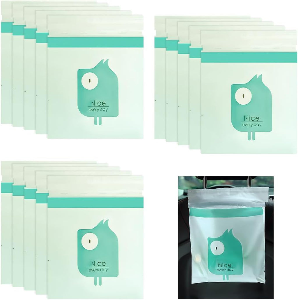 15 PCS Car Trash Bags, Easy Stick-On Disposable Car Garbage Bags Leak-Proof Vomit Bags, Waterproof Self Adhesive Cleaning Bags for Vehicles Bedrooms Offices, Car Accessories (Bird)