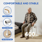Loyoda Heavy Duty Steel Bedside Commode Chair - 400 lb Capacity, No-Tools Assembly, Adjustable Height, Removable Bucket with Liner, Convertible Toilet Safety Raiser, Waterproof Foam Seat