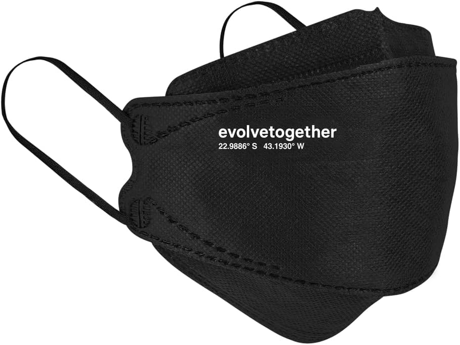 evolvetogether Rio de Janeiro Everyday Adjustable Face Masks For Adult Women & Men | Comfortable, Disposable, Lightweight & Breathable | 6-Ply Design for a Secure Fit | SGS tested (Black, 5 Count)