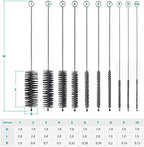 CiaraQ Bottle Cleaning Brushes, 8 Inch Nylon Tube Brush Set, Cleaner for Narrow Neck Bottles Cups with Hook, Set of 10pcs