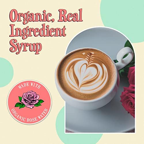 Wäbry Organic Rose Syrup – 16.4oz (468g), Natural Coffee Syrup, Perfect for Lattes, Tea, Shaved Ice and Soda, Vegan Friendly, Non-GMO, Dye-Free Snow Cone Syrup – BPA-Free Plastic Bottle