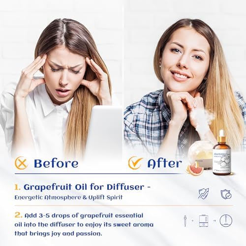HIQILI 30 ml Grapefruit Essential Oil, for Diffuser, Skin Care,100% Pure and Natural - 1 Fl Oz