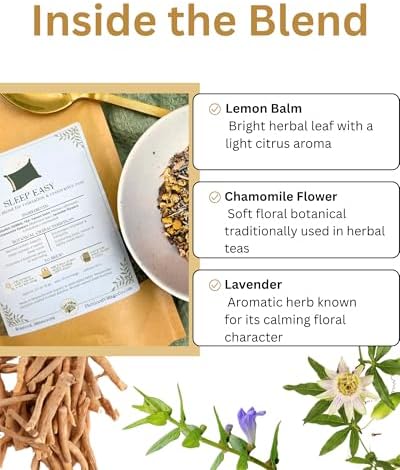 The Good Village Co. Sleep Easy Loose Leaf Herbal Tea, Caffeine Free Botanical Blend with Lemon Balm, Egyptian Chamomile Flower & Lavender, 2.5 oz, Approx. 50 Servings