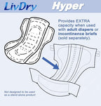LivDry High Absorbency Pad Insert for Incontinence Briefs and Adult Diapers, Women and Men, Hyper 2000 (20 Count)