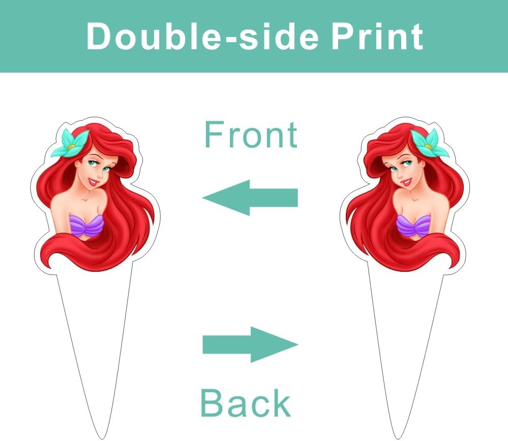 25Pcs Mermaid Cake Decorations with 24pcs Cupcake Toppers 1pcs Cake Topper for Girls Birthday Party Supplies