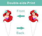 25Pcs Mermaid Cake Decorations with 24pcs Cupcake Toppers 1pcs Cake Topper for Girls Birthday Party Supplies