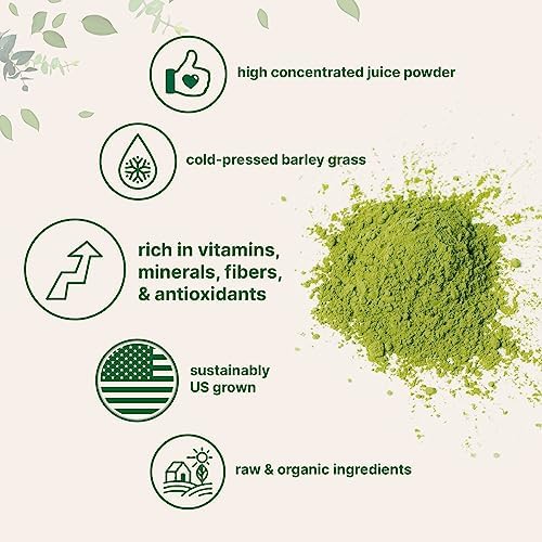 Micro Ingredients Organic Barley Grass Juice Powder, 10 Ounce, Cold Pressed, US Grown, Immune Vitamin, Fibers, Minerals, Antioxidants and Protein, Vegan