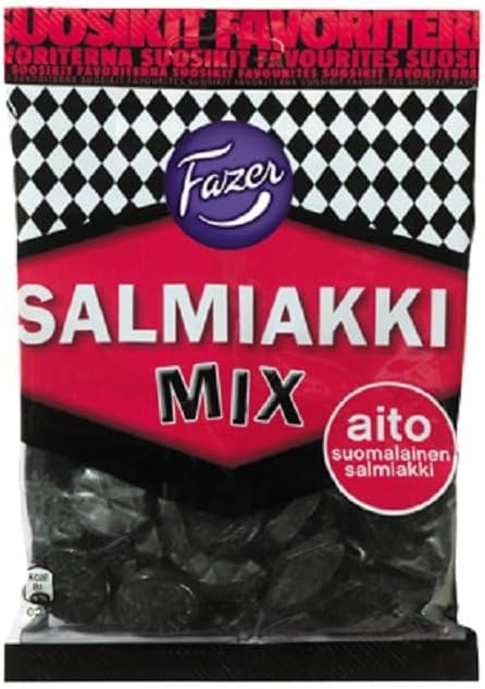 10 Bags x 180g of Fazer Salmiakki Mix - Original - Finnish - Salty Liquorice - Salmiak - Wine Gums - Candies - Sweets