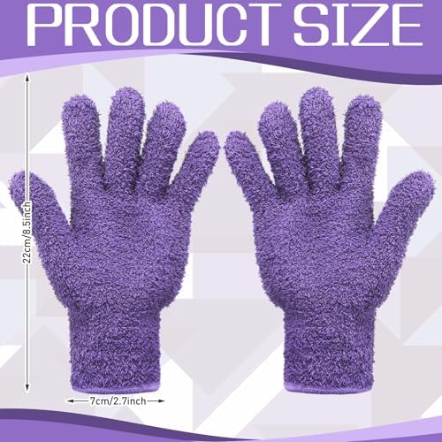 Patelai 2 Pairs Microfiber Gloves for Plants Dusting Cleaning Glove Mittens House Cars Blinds Dusting(Pink, Violet,Large)