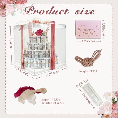 DTESL Gifting Cash Gift Boxes,Happy Birthday Day Money Gift Box,Money Flower Cake Fake Cake Gift Box，DIY Set Surprise Birthday Gift Box，for Birthday/Christmas/Valentine's Day Unique Gift (Four Tier)